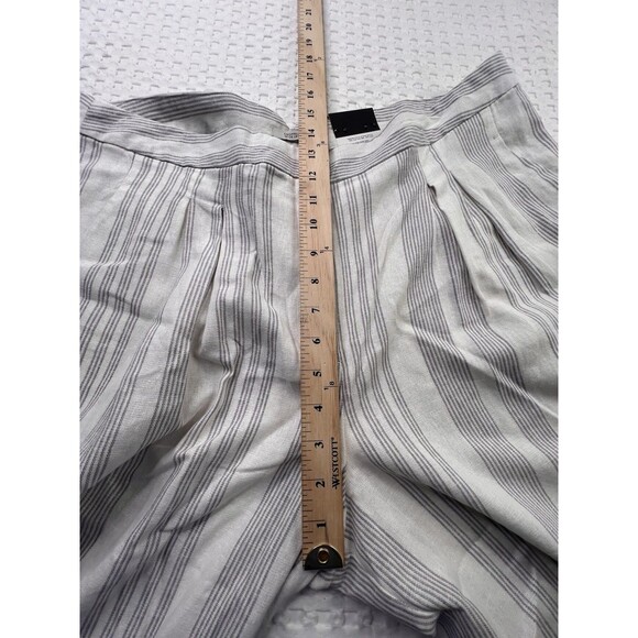 Worthington Women's Cropped Wide Leg Striped Pants Pleated Size 16P Linen Blend - Picture 6 of 13